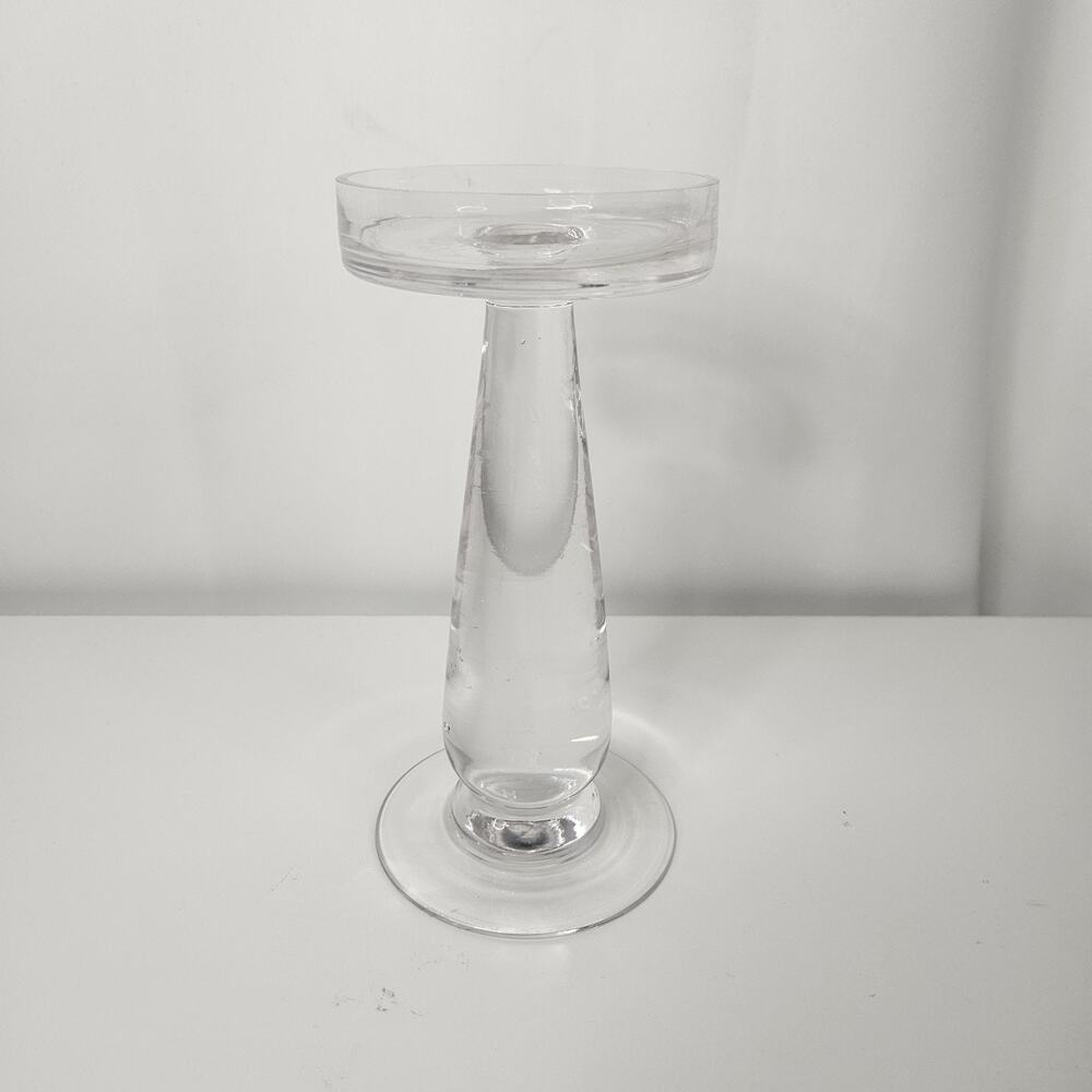 Hand Blown Glass 7.5" Candleholder Pillar Candle Stick Holder